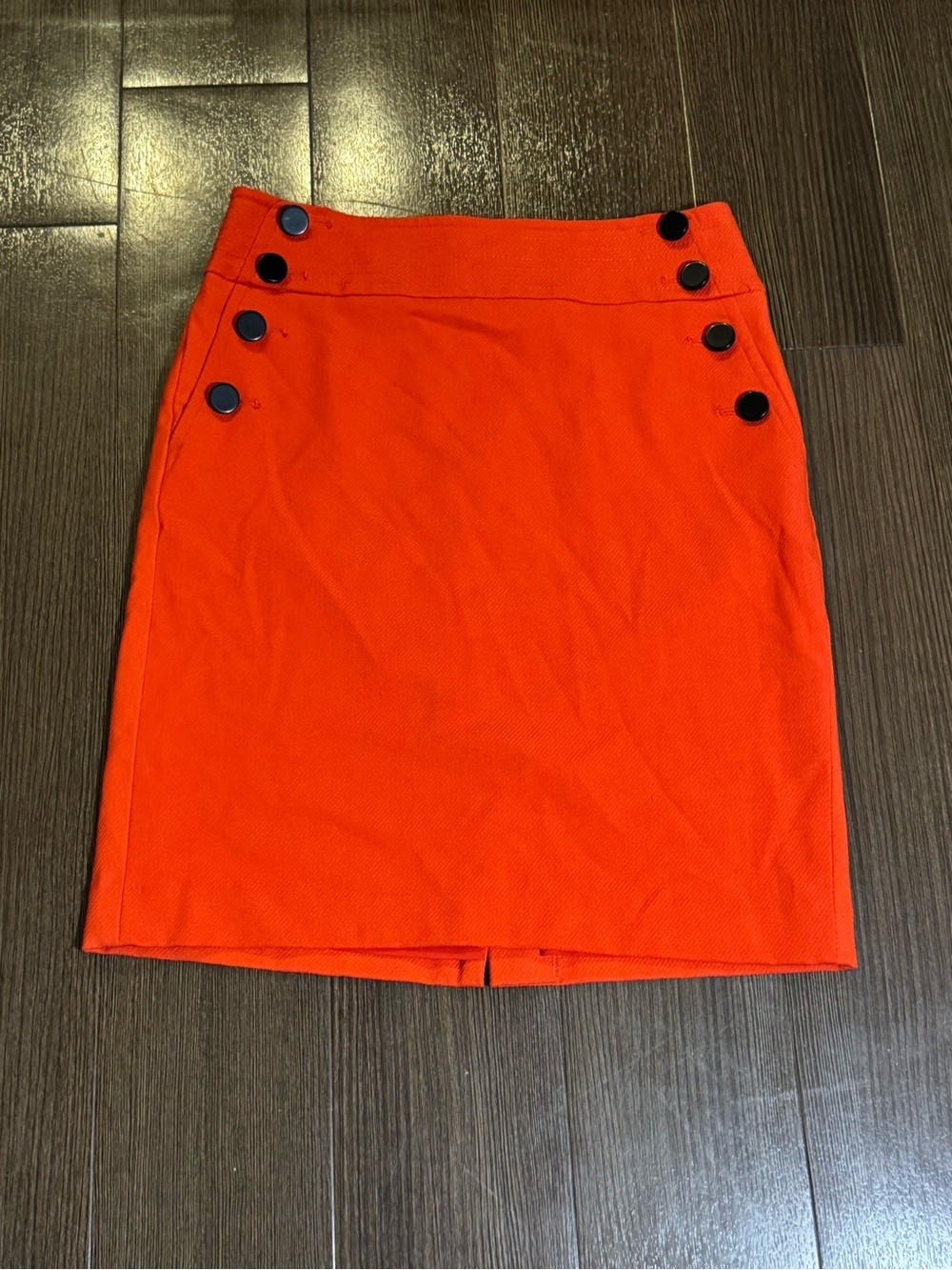 LOFT Bright Orange Button-Accent Pencil Skirt